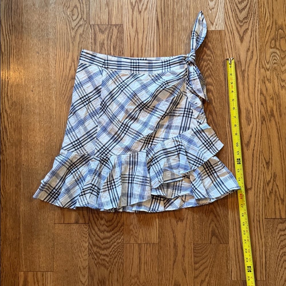 Veronica Beard Navy and White Plaid Skirt